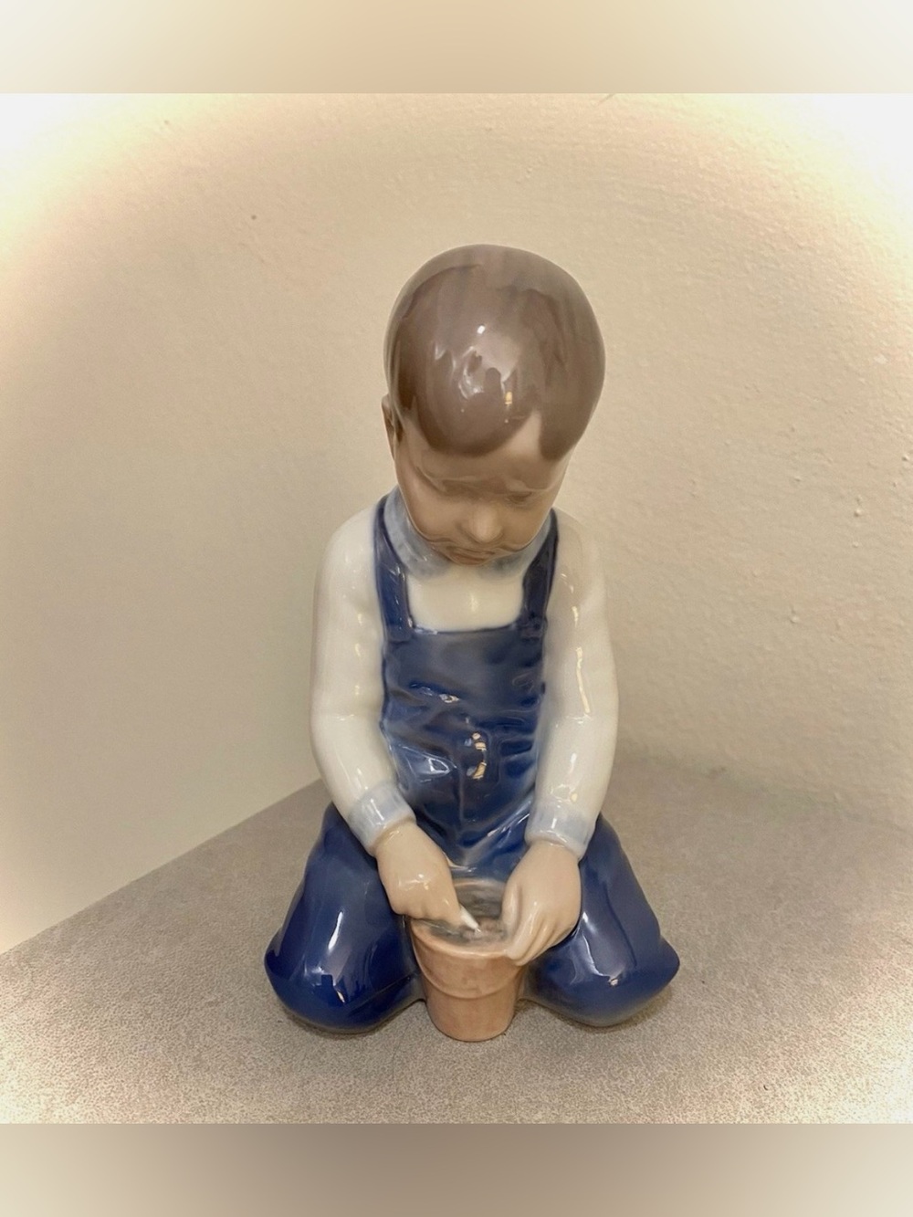 Vintage B & G Bing & Grondahl Copenhagen Denmark Boy With Pail #2127 Figurine